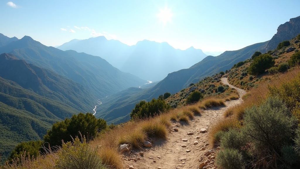 Sunrise view of Costa del Sol coastline with mountains, showing Mediterranean lifestyle setting for active living