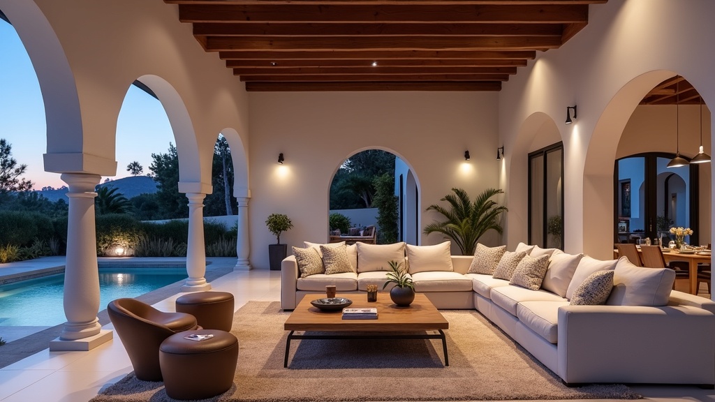 Modern sustainable villa on Costa del Sol with solar panels, native Mediterranean gardens and mountain backdrop