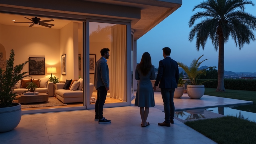 Internationale kopers verkennen een Spaanse koloniale luxe woning met een agent en begrijpen hoe ze ocupas in Spanje kunnen voorkomen.