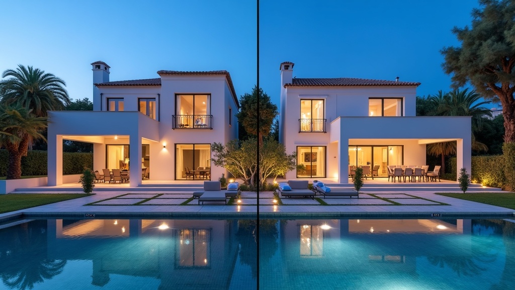 Luxury villa with infinity pool overlooking Mediterranean Sea and golf course on Costa del Sol, Spain