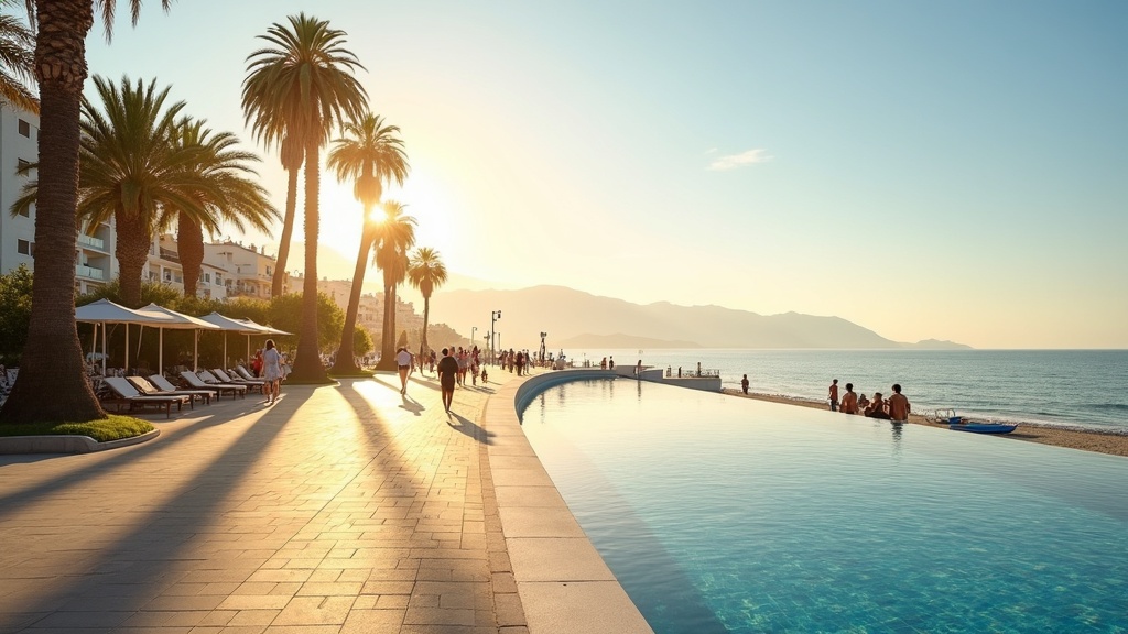 Modern new build luxury apartment complex with pool and sea views on Costa del Sol Spain for European buyers