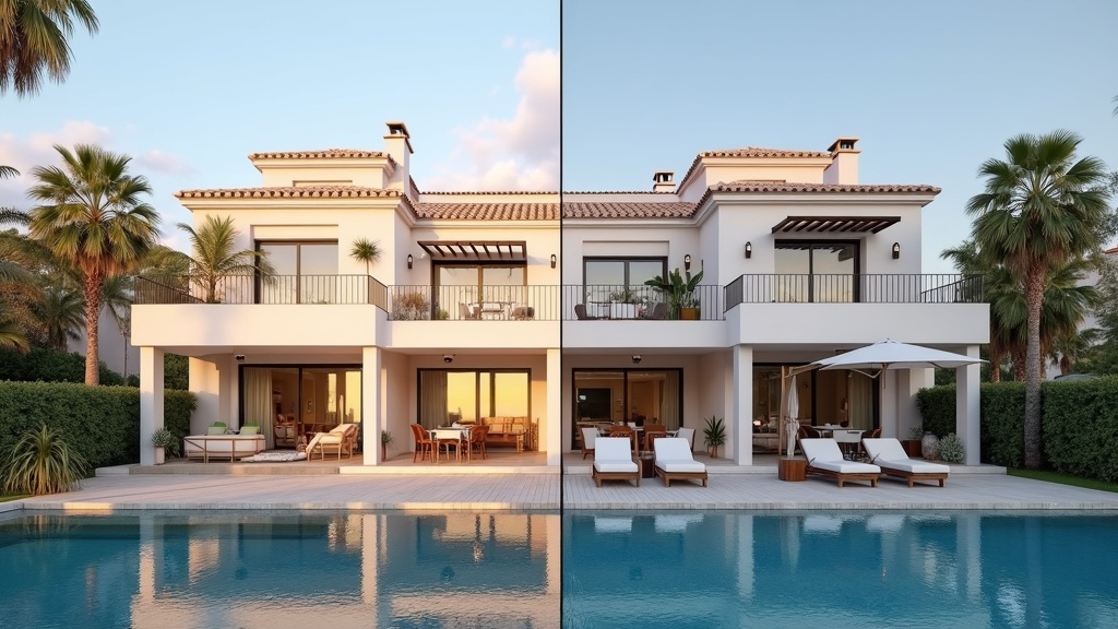 Lyxig thalasso spa-behandlingsrum med utsikt över Medelhavet på Costa del Sol-resort med havsvattenterapibassänger