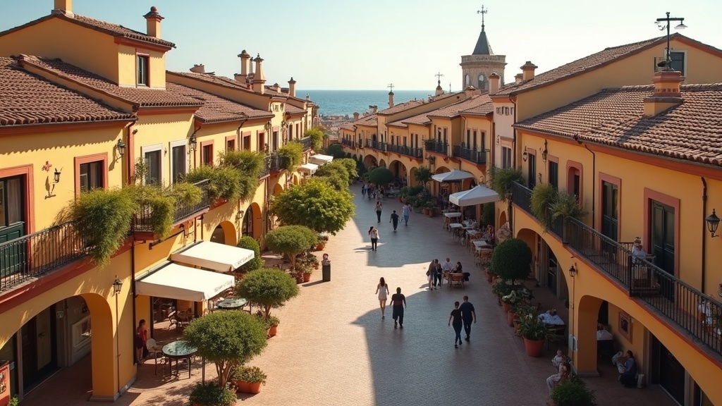 Zonnige kustlijn van de Costa del Sol in de winter met milde weersomstandigheden en mensen die genieten van buitenactiviteiten op het strand