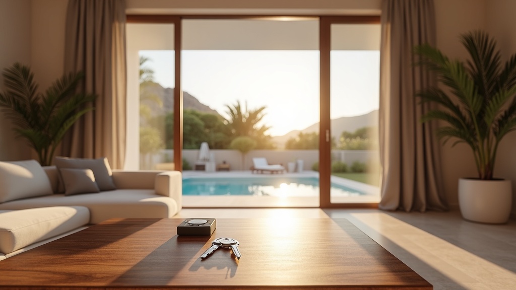 Luxe villa met inheemse Mediterrane tuinen en uitzicht op de bergen aan de Costa del Sol die duurzame architectuur toont