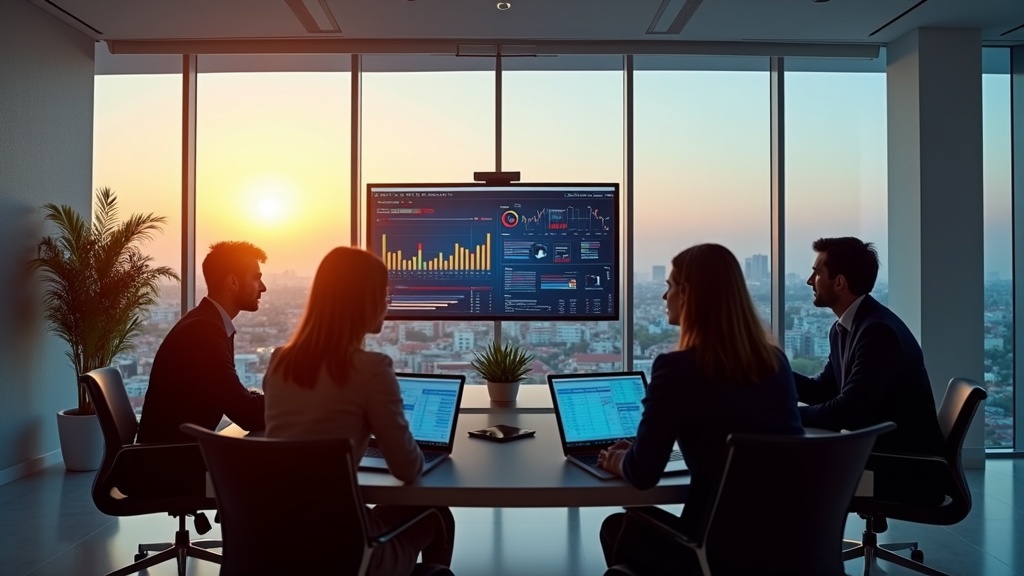Des professionnels d'agences de la Costa del Sol analysant des données, remettant en question les limitations des IMOs traditionnels en 2025 dans un bureau moderne ensoleillé.