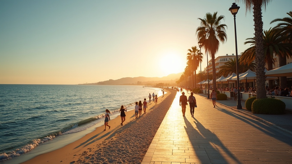 Mittelmeerlandschaft, die die natürliche Umgebung der Costa del Sol mit Küstenbergen und Vegetation zeigt