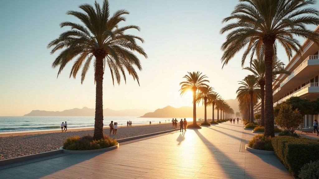 Panoramic view of Costa del Sol coastline showing blue Mediterranean Sea, sandy beaches and Sierra Nevada mountains