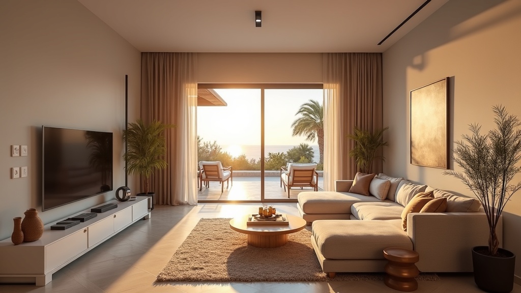 Luxusvilla mit Blick auf den Golfplatz und mediterranem Meereshorizont an der Costa del Sol