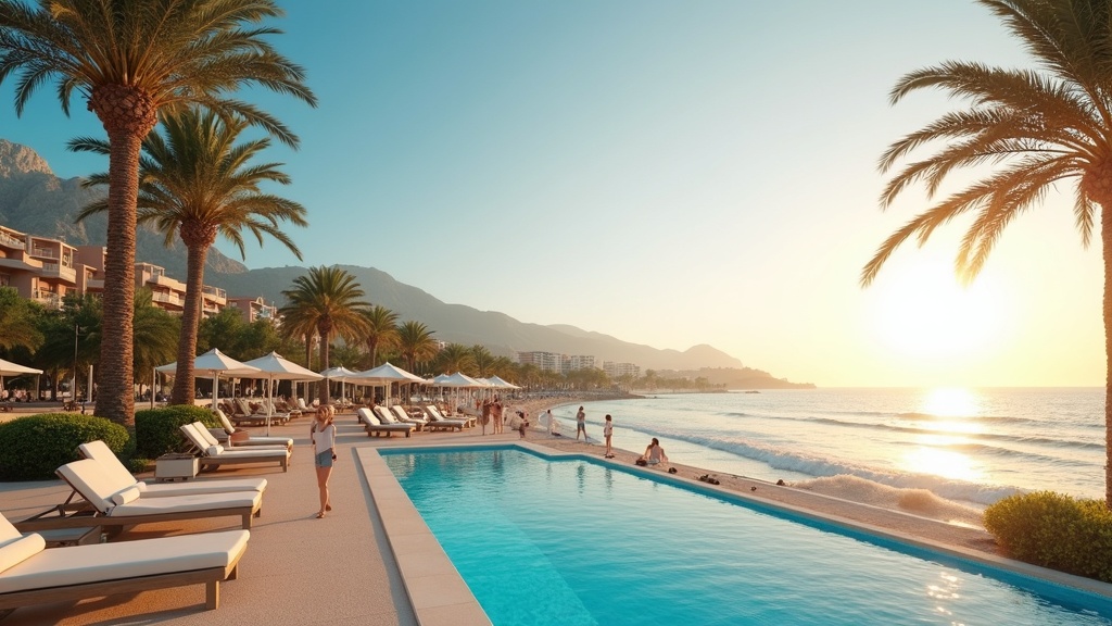 Vibrant beach promenade in Costa del Sol, showcasing a coastal lifestyle ideal for those looking to buy property, Costa Del Sol.