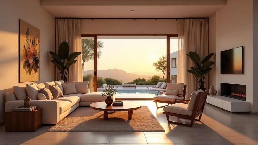 Sonnige Terrasse mit Blick auf das Mittelmeer von einer Villa an der Costa del Sol mit Bergschutz, der ein optimales Mikroklima schafft