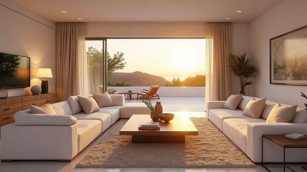 Sierra de Mijas mountain range with Mediterranean forest, coastal views, and luxury villas nestled in natural landscape