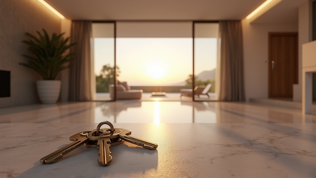 Luxe villa in Costa del Sol met mediterraan architectuur, omgeven door groene tuinen en uitzicht op de zee.