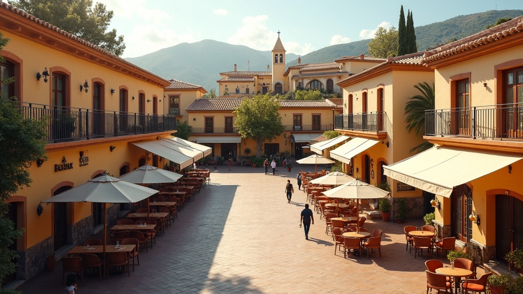 Luftaufnahme des Nationalparks Sierra de las Nieves mit traditionellem weißen Dorf und Berglandschaft, Costa del Sol