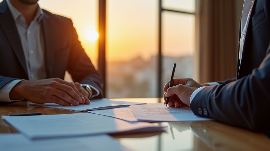 Luxusvilla an der Costa del Sol mit NIE-Dokumentation und rechtlichen Unterlagen auf einem Marmortisch