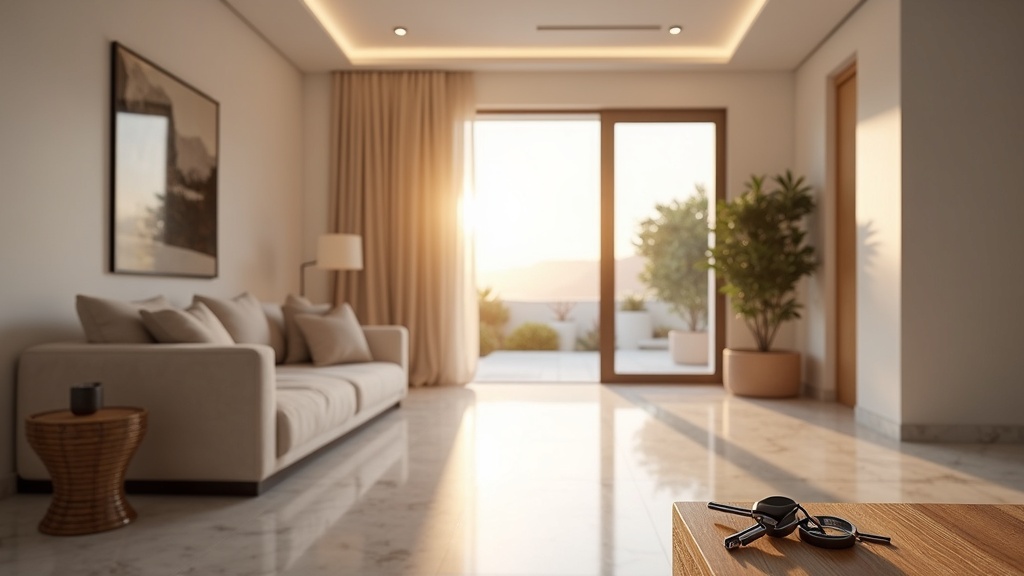 Zonnige kustlijn van de Costa del Sol met palmbomen en mediterrane architectuur, perfect klimaat voor gepensioneerden