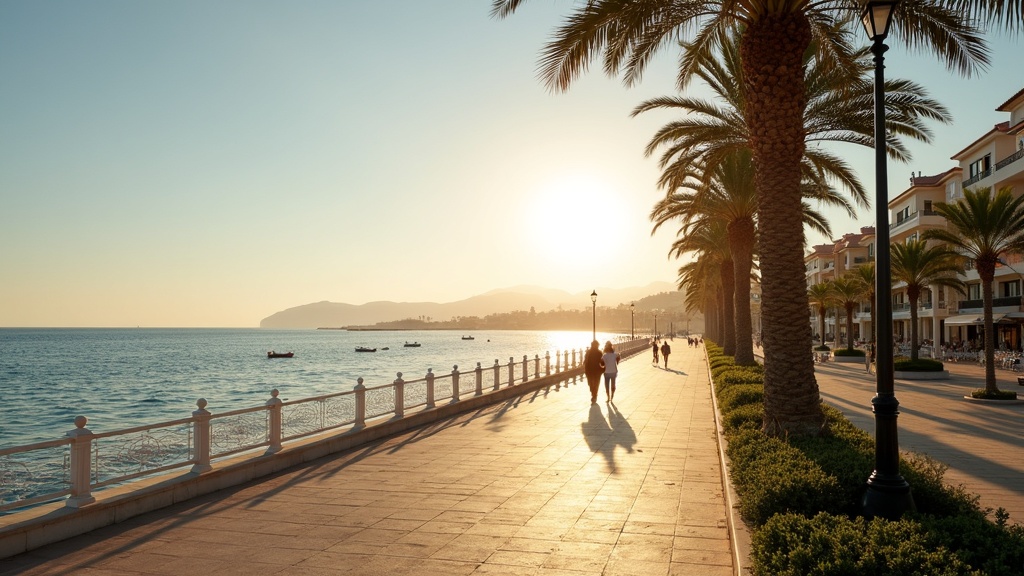 Nowoczesny szpital z palmami, reprezentujący światowej klasy obiekty opieki zdrowotnej na Costa del Sol, Hiszpania