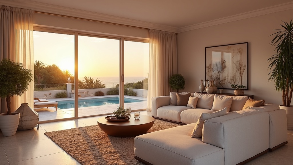 Luxury thalassotherapy pool overlooking Mediterranean Sea at Costa del Sol wellness centre with mountain backdrop