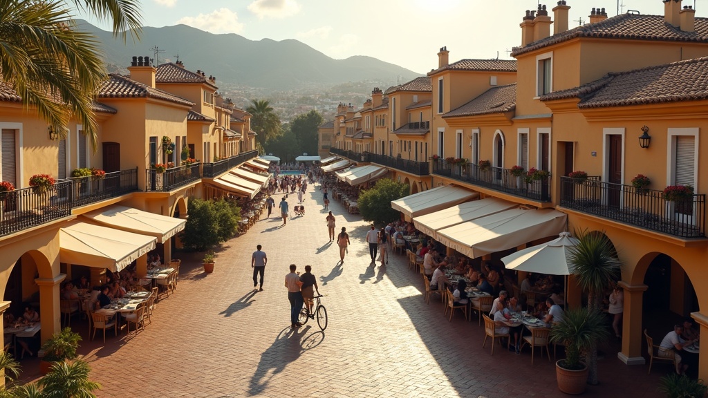 Fantastisk terrass på Costa del Sol med utsikt över Medelhavet och Andalusiska bergen i bakgrunden