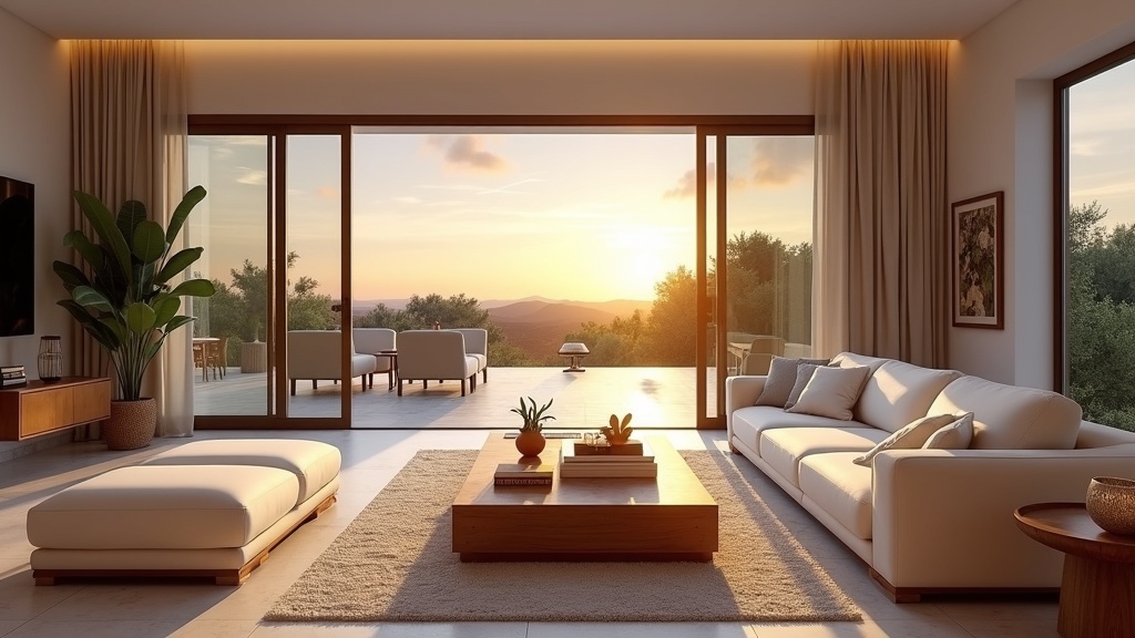 Luxury beachfront villa with infinity pool overlooking Mediterranean Sea on Costa del Sol at sunset