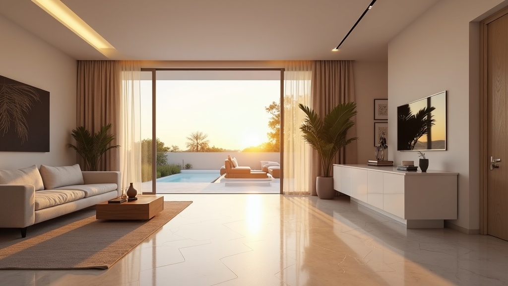 Stunning Costa del Sol coastal view with modern villas, golf courses, and Mediterranean Sea under sunny blue skies