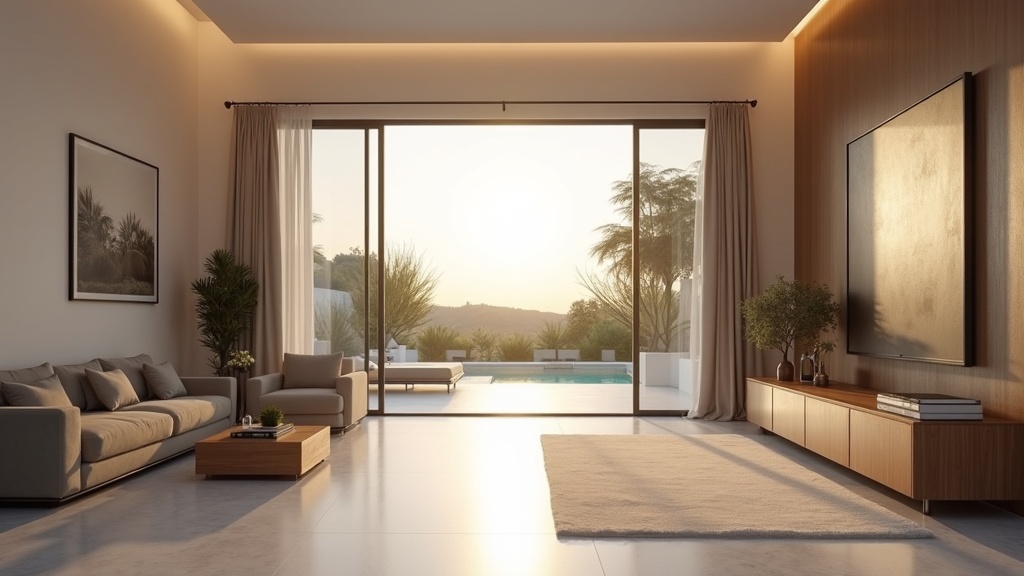 Villa méditerranéenne de luxe avec piscine surplombant la côte de la Costa del Sol par une journée ensoleillée