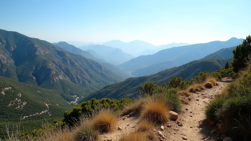 Vue panoramique d'un village de montagne blanc surplombant la côte méditerranéenne depuis la Sierra de Mijas de la Costa del Sol