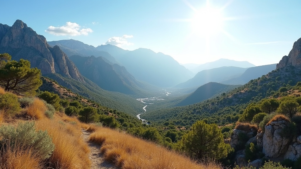 Style de vie extérieur inspirant : vue sur la montagne Sierra Blanca depuis la Costa del Sol, faisant partie des centres thermaux de santé et de bien-être d'Andalousie.