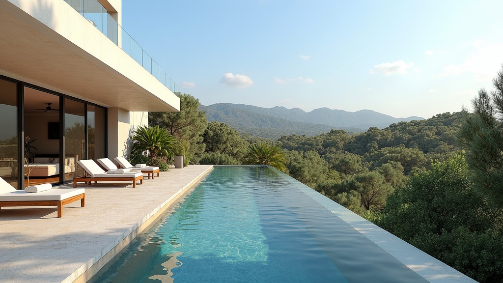 Luxury Costa del Sol villa with mountain views and natural park access, swimming pool and panoramic Mediterranean vistas