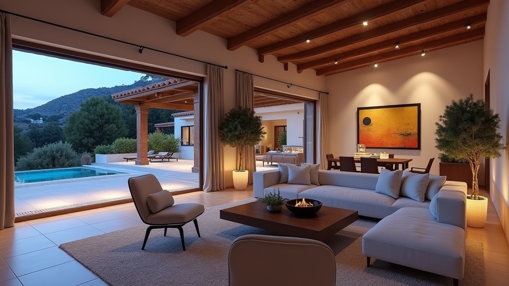 Luxe spabehandelingsruimte met uitzicht op de Middellandse Zee in een resort aan de Costa del Sol met infinity pool en bergzicht