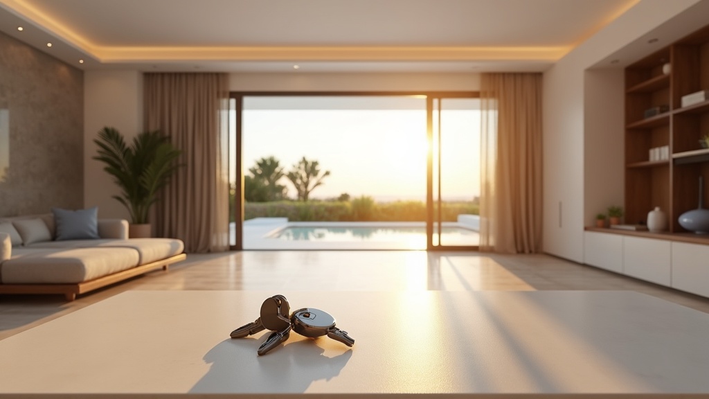 Panoramisch uitzicht op de kustlijn van de Costa del Sol met zonneschijn van het mediterraan klimaat en moderne villa's