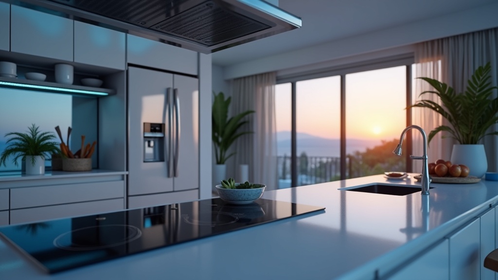 Energy-efficient appliances in modern kitchen for new-build homes Costa del Sol climate-proof features.