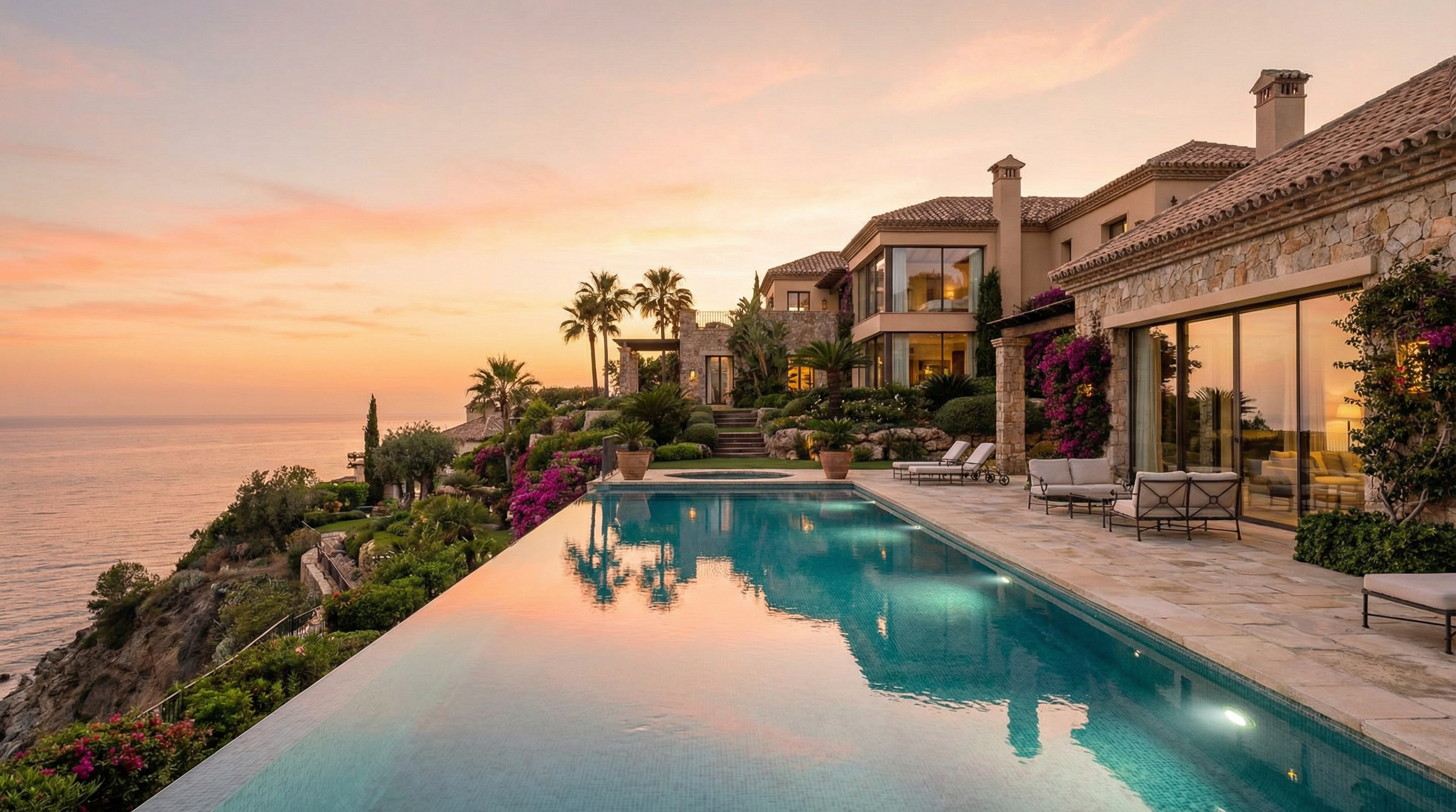 A modern new-build property in Costa del Sol, Spain, showcasing contemporary architecture and stunning Mediterranean views.
