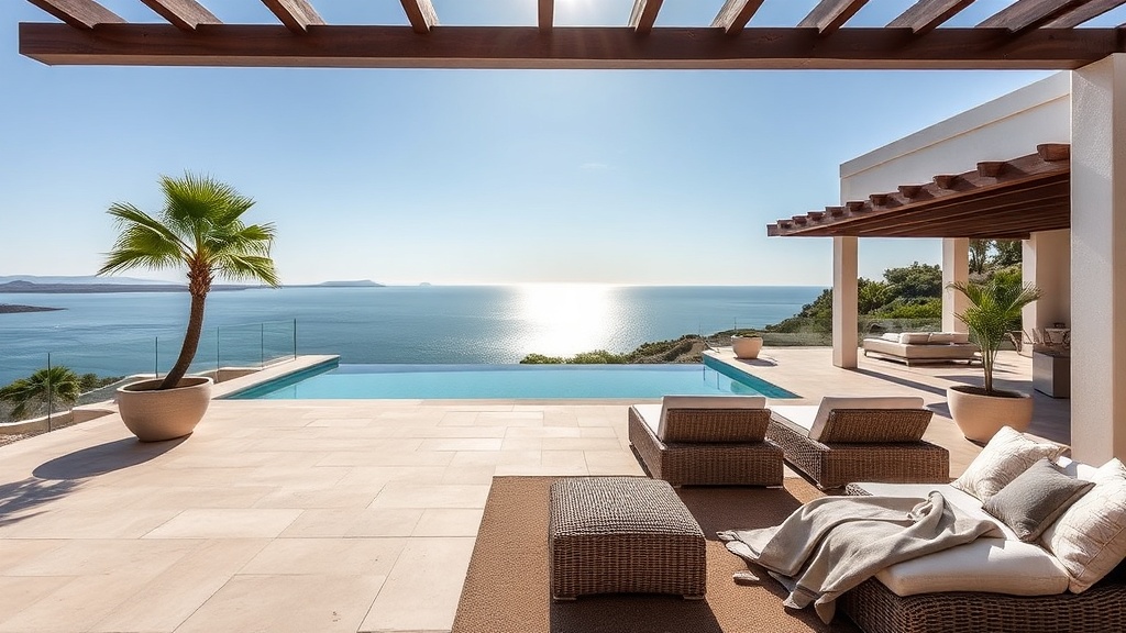 Luxury Costa del Sol property with panoramic mountain and Mediterranean sea views from modern terrace